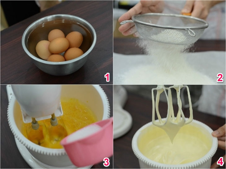 Đánh trứng và rây bột
